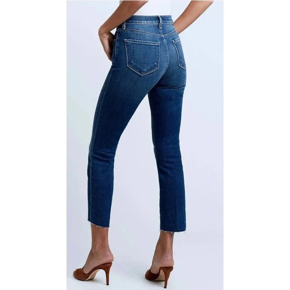 NWOT L’AGENCE Sada Jeans - High-Rise Cropped Stretch Distressed Denim Jeans - Picture 3 of 10